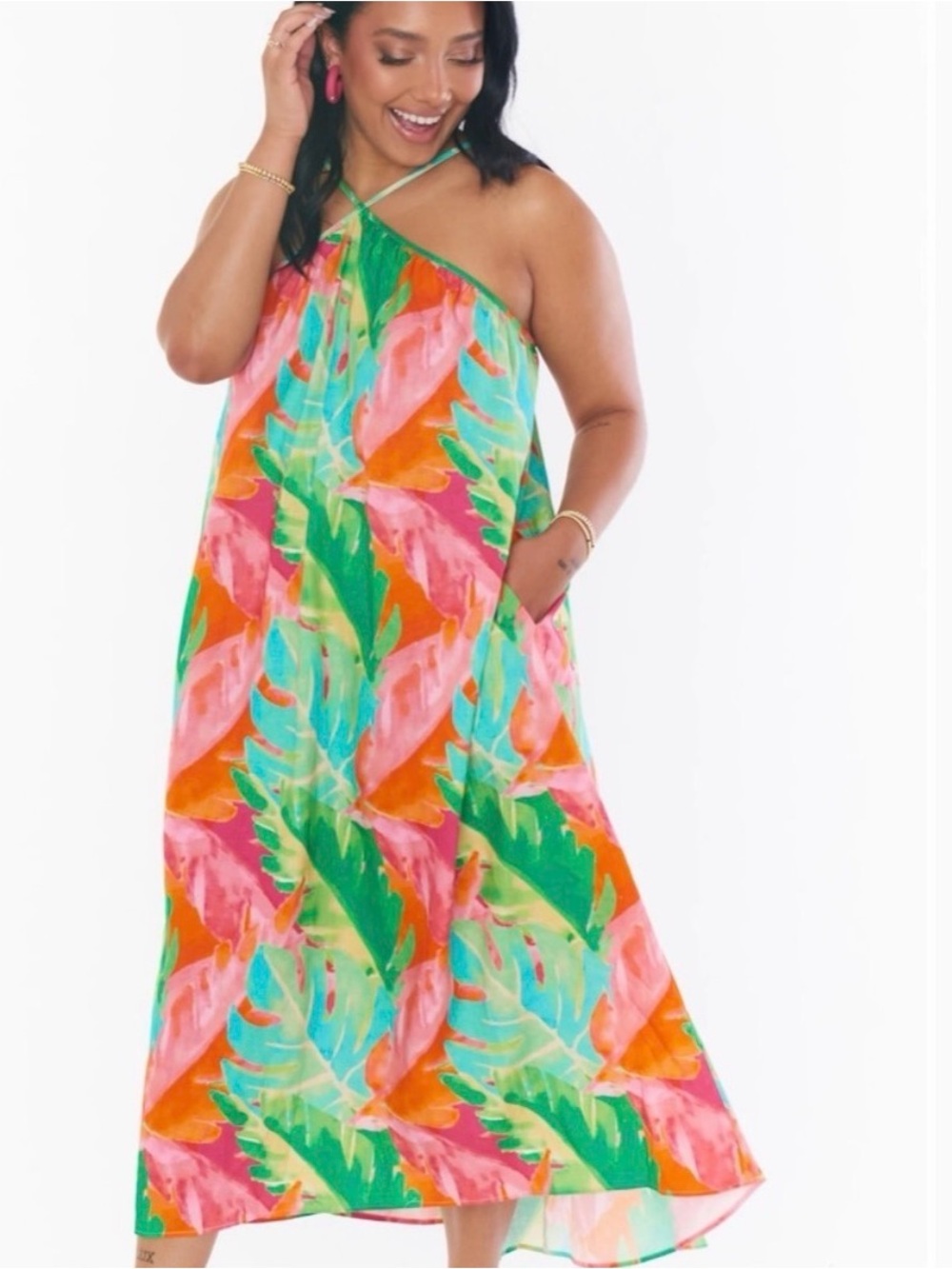 Show Me Your Mumu Tropical Halter Lexington Midi Dress NWT Size M